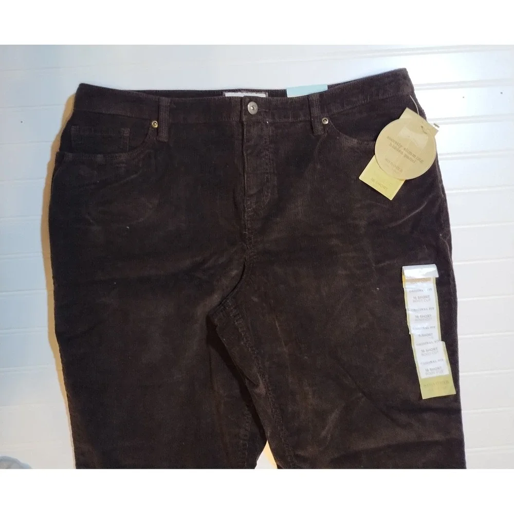 Sonoma Womens Brown Corduroy Pants‎ 16 S Bootcut Earthy Dark Academia Preppy NWT